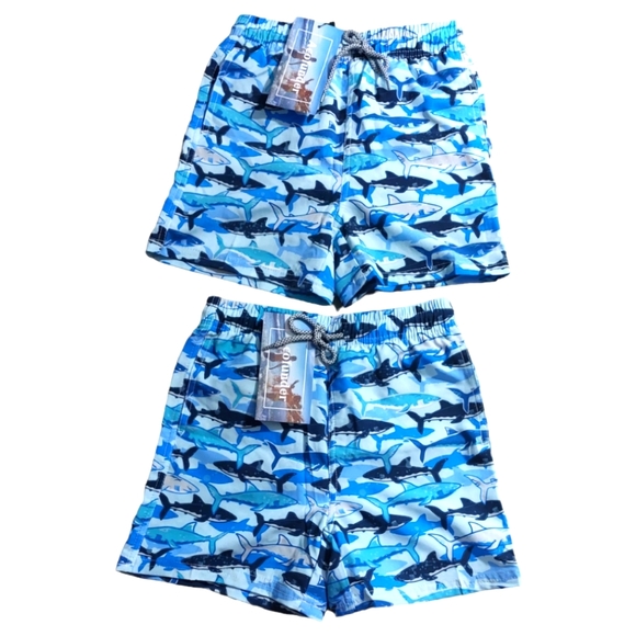 2 Acofunder Printed Sharks Boys Swim Shorts - Picture 1 of 4